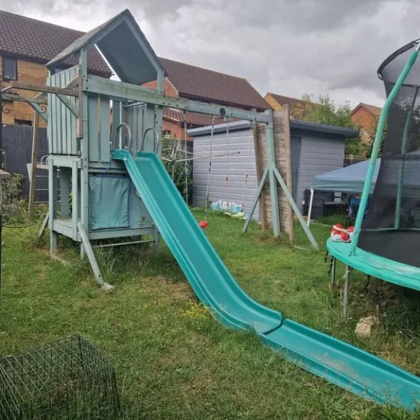 TP Climbing Frame with Slide Swing Monkey Bars Climbing Wall Den