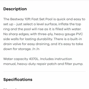 Bestway 10 foot fast set pool with filter pump - Image 7