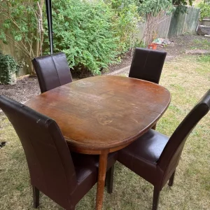 dining table and leather chairs
