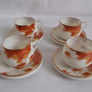 Japanese 9 piece Tea/Coffee Demitasse Set Autumn Leaves - Image 2