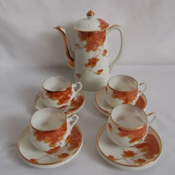Japanese 9 piece Tea/Coffee Demitasse Set Autumn Leaves