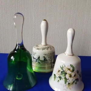 3 x Ornamental Bells. 2 x Bone China, 1 x Glass - Image 2
