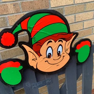 Solid Wood Christmas Novelty Over Fence Santa, elf, grinch, snowman, reindeer ornaments - Image 3