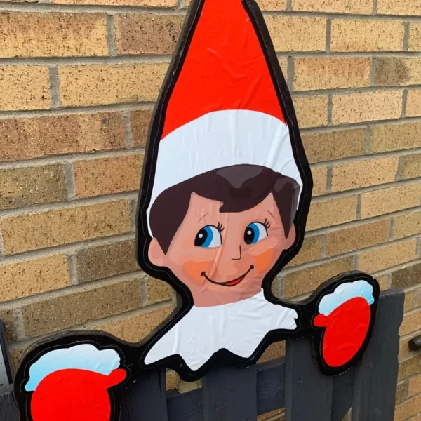 Solid Wood Christmas Novelty Over Fence Santa, elf, grinch, snowman, reindeer ornaments