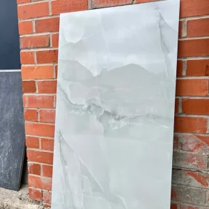 60x120 White and Grey High Gloss Porcelain Tile