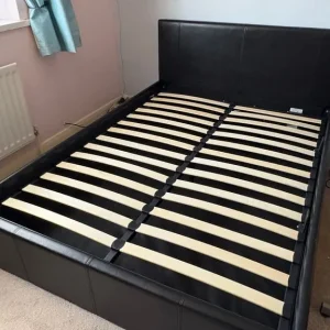 Black Faux Leather Double Ottoman Storage Bed - Image 2