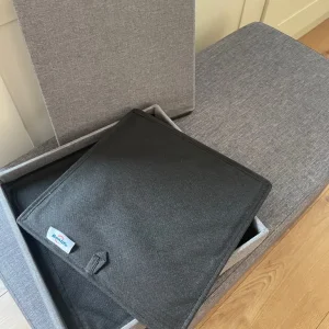 Grey ottoman and storage cube - Image 7