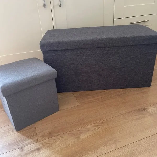 Grey ottoman and storage cube