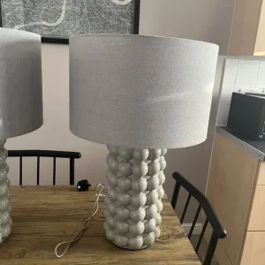 Habitat Pair of large grey bobble lamps vgc - Image 2