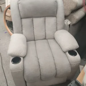 Grey rise and recline heat and massage chair with cup holders - Image 2