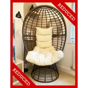Rattan Egg Chair Swing Wicker Armchair Outdoor Indoor Patio Bedroom Lounge Living Room RRP £295