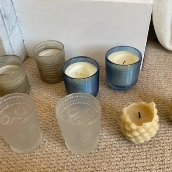 Set of candles and candle holders
