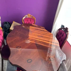 Solid Wood Dining Table and Chairs - Brown - Image 2