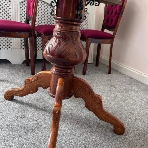 Solid Wood Dining Table and Chairs - Brown - Image 4