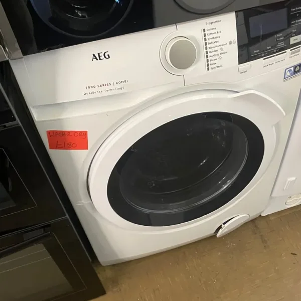 📲white aeg fully cleaned washer dryer