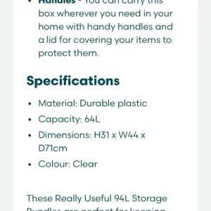 4 x large storage boxes with clip-on lids - Image 4