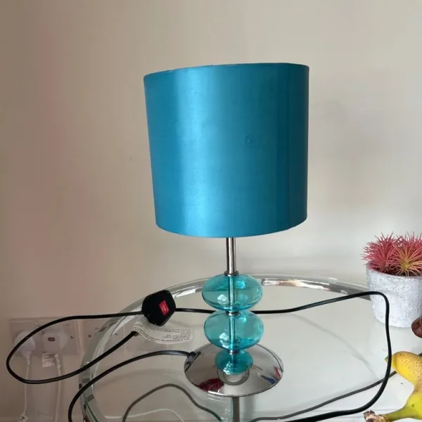 Blue and silver bedside light