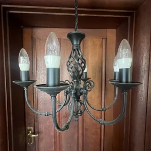 Two Black Metal Chandeliers - Image 4