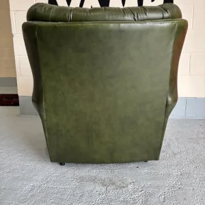 Chesterfield style green chair. - Image 4