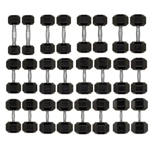 Hill Icon Rubber Hex Dumbbell Set 2.5kg - 30kg - Weights Gym