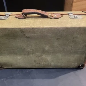 vintage 1962 pendragon canvas suitcase with leather trim - Image 2