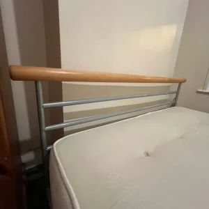 Double Bed Frame Metallic/Wooden Mix - Image 2
