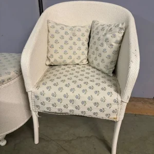 Mid century bedroom chair & ottoman - Image 2