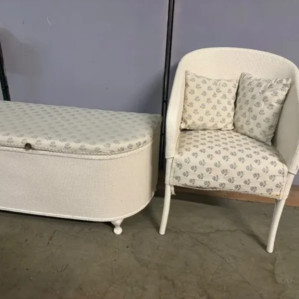 Mid century bedroom chair & ottoman