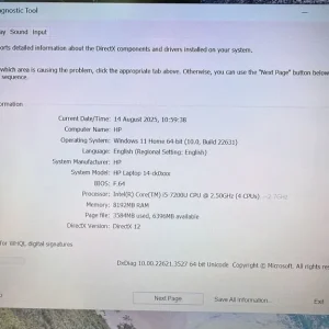 HP Notebook 14-CK0596SA 14" Laptop Intel Core i5 7th Generation 128GB SSD 8GB RAM Windows 11 - Image 8