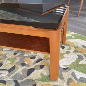 Vintage Mid Century Teak & Smoked Glass Myer Coffee Table - Retro MCM - Image 5