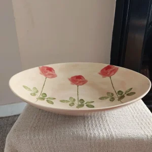 Large M&S Oval Ceramic Fruit Bowl With Roses - Image 3
