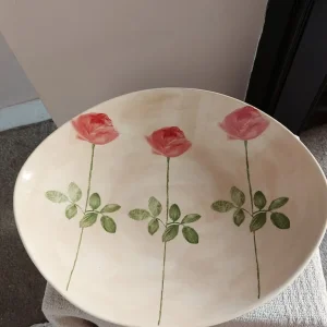 Large M&S Oval Ceramic Fruit Bowl With Roses - Image 4