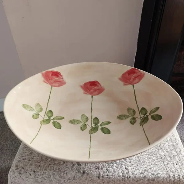 Large M&S Oval Ceramic Fruit Bowl With Roses