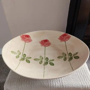 Large M&S Oval Ceramic Fruit Bowl With Roses