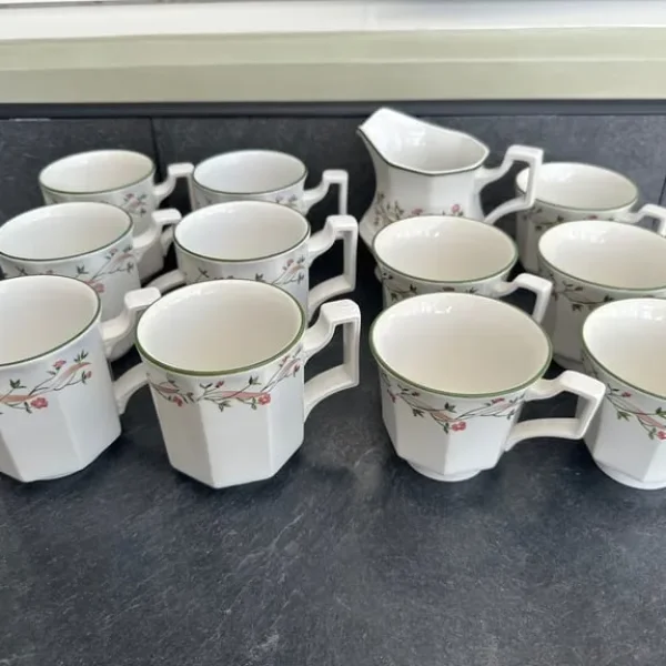 Eternal Beau tea cups and coffee cups with jug