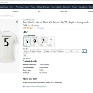 Real Madrid Home Shirt, Kit Season 24/25, Replica Jersey with Official License - Image 8