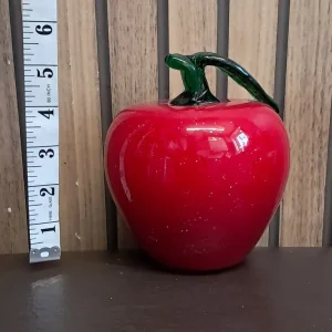 Vintage LARGE Red Glass Apple, home Decor,Vintage Hand Blown Glass. - Image 2