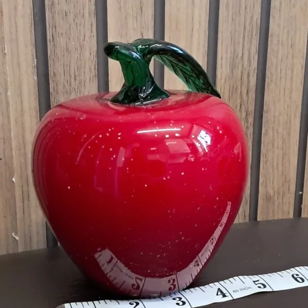 Vintage LARGE Red Glass Apple, home Decor,Vintage Hand Blown Glass.