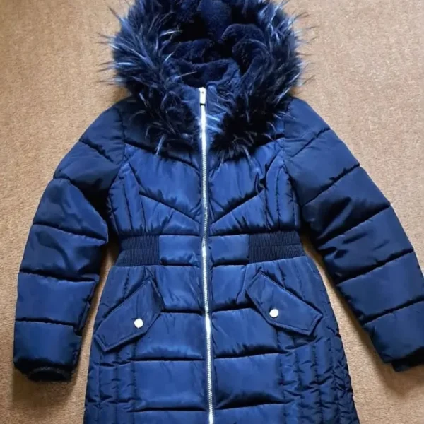 Girls navy hooded coat