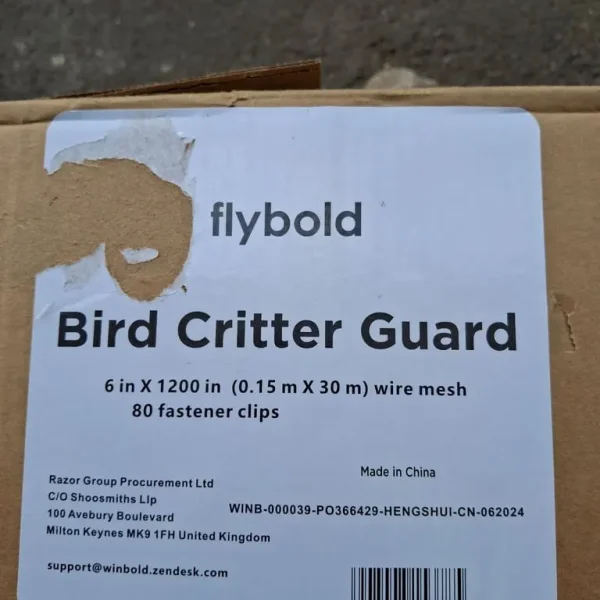 Solar panel bird guards 14.5m + clips