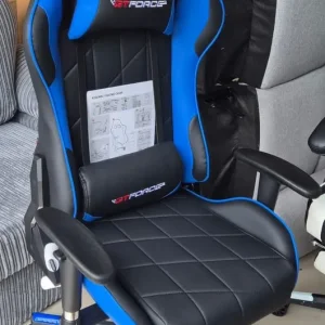 Black and Blue Leather Gaming Chair New - Image 2