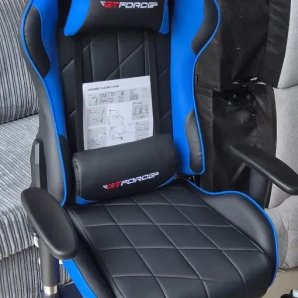 Black and Blue Leather Gaming Chair New