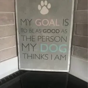 Metal Dog Sign with Witty Verse