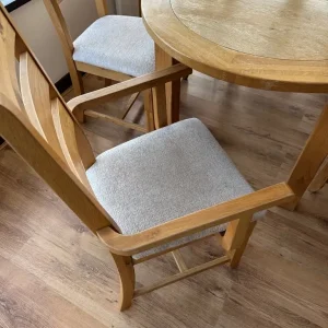 Extending Solid Oak Dining Table with Carver Chairs - Image 5