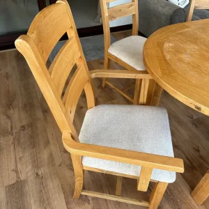 Extending Solid Oak Dining Table with Carver Chairs - Image 6