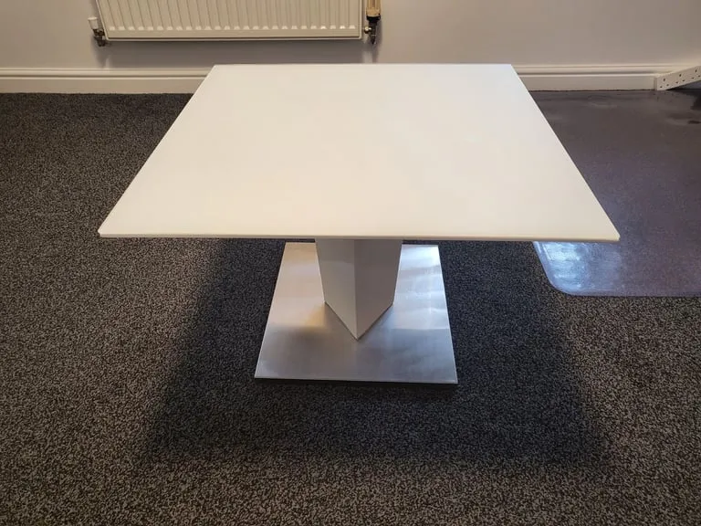 Ex Display White & Brushed Metal Coffee Table FREE DELIVERY 008