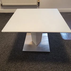 Ex Display White & Brushed Metal Coffee Table FREE DELIVERY 008