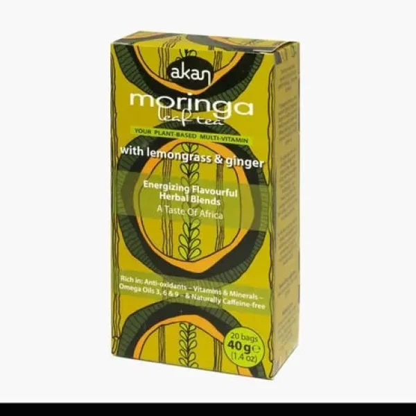 Organic Moringa Lemongrass and Ginger Tea 20 Unbleached Tea Bags