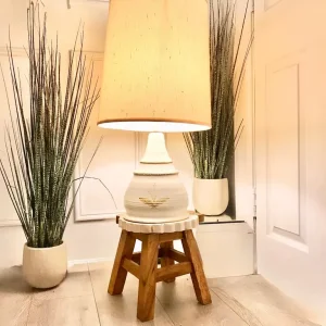 Large lamp hand thrown clay pot studio stoneware base with tall shade 67x36cm, bulb inc - Image 2