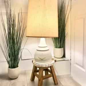 Large lamp hand thrown clay pot studio stoneware base with tall shade 67x36cm, bulb inc - Image 3